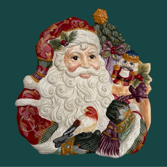 Discontinued Fitz and Floyd Christmas Canapé Plate Bird Holiday Santa Nutcracker - Picture 1 of 9